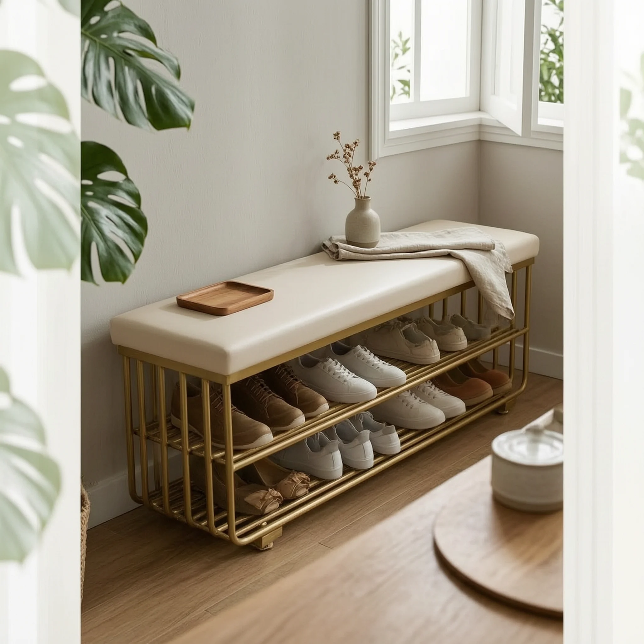 Upholstered Shoe Rack Bench Luxurious Design Cushisingled Rack Bench multi-purpose Use Sturdy Frame for Homeowners, Bedroom
Upholstered Shoe Rack Bench Luxurious Design Cushisingled Rack Bench multi-purpose Use Sturdy Frame for Homeowners, Bedroom