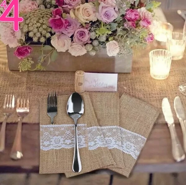10pcs Vintage 4"x8" Hessian Burlap Lace Wedding Tableware Pouch Cutlery Holder Decorations Favor
10pcs Vintage 4"x8" Hessian Burlap Lace Wedding Tableware Pouch Cutlery Holder Decorations Favor