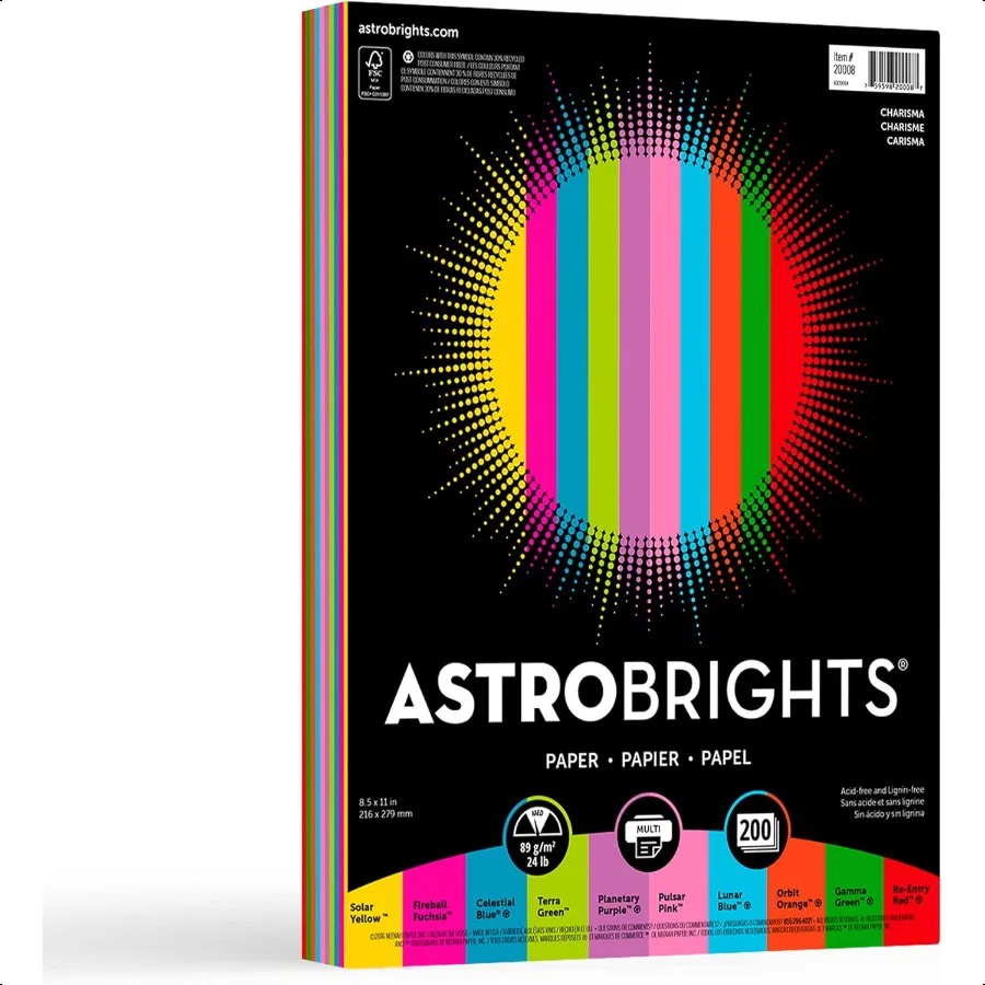 Astrobrights ® Яркая цветная бумага Бумага размером буквы 24 фунта Сертифицированная FSC Ассорти Мини-упаковка из 200 листов
Astrobrights ® Яркая цветная бумага Бумага размером буквы 24 фунта Сертифицированная FSC Ассорти Мини-упаковка из 200 листов