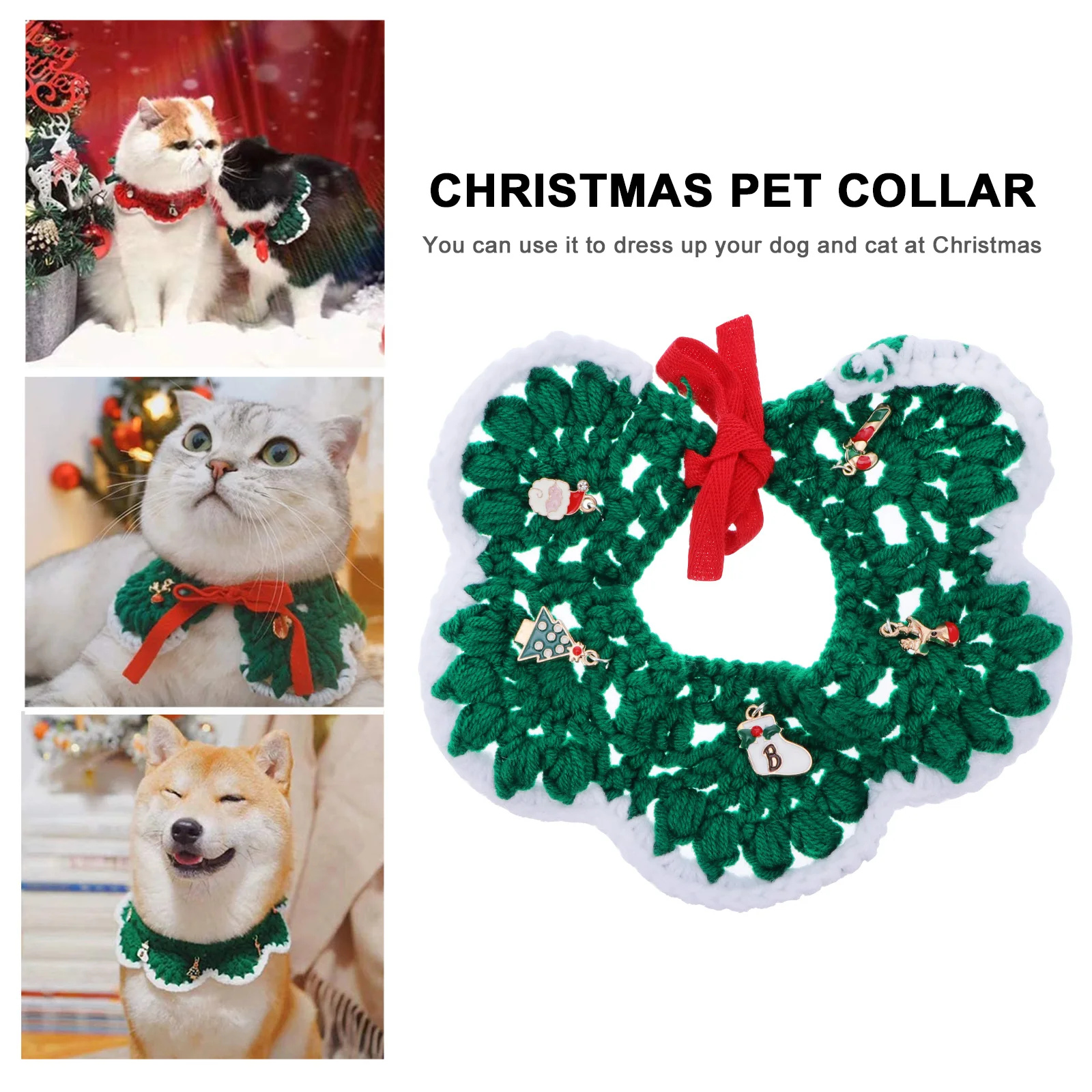 Adjustable Pet Collar Scarf Christmas Cat Decoration Puppy Collars for Small Puppies Green
Adjustable Pet Collar Scarf Christmas Cat Decoration Puppy Collars for Small Puppies Green