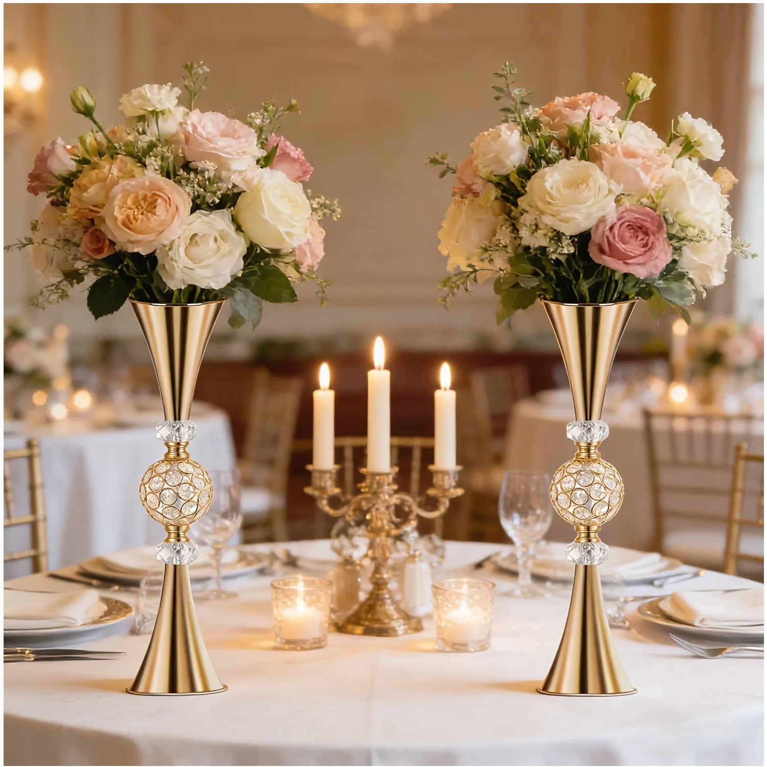 2pcs Elegant Golden Tall Crystal Flower Vases – 70 cm Trumpet-Shaped Vase Set for Table or Floor Display, Ideal for Bouquets, Ce
2pcs Elegant Golden Tall Crystal Flower Vases – 70 cm Trumpet-Shaped Vase Set for Table or Floor Display, Ideal for Bouquets, Ce