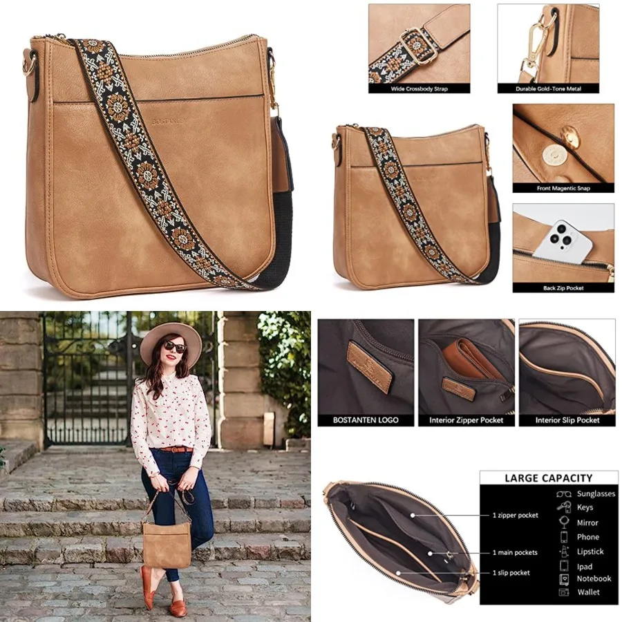 BOSTANTEN Crossbody Bags for Women Trendy Vegan Leather Hobo Purses Shoulder Handbags Wide Shoulder Strap
BOSTANTEN Crossbody Bags for Women Trendy Vegan Leather Hobo Purses Shoulder Handbags Wide Shoulder Strap
