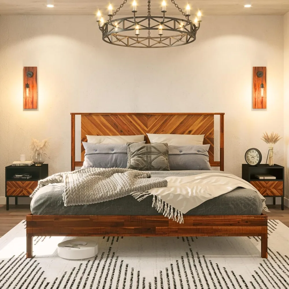 14 Inch Deluxe Bed Frame with Headboard, Rustic & Scandinavian Style with Solid Acacia Wood, No Box Spring Needed
14 Inch Deluxe Bed Frame with Headboard, Rustic & Scandinavian Style with Solid Acacia Wood, No Box Spring Needed