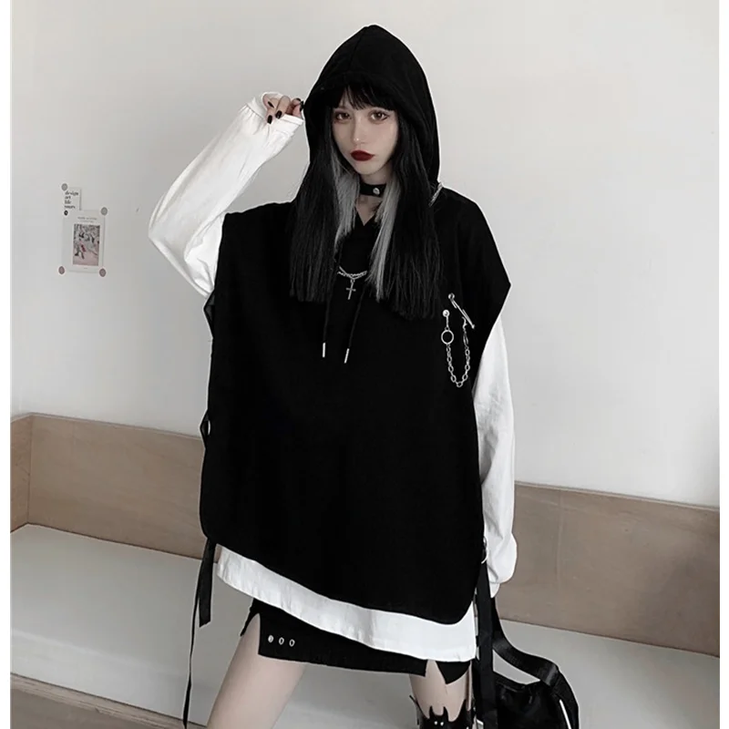 2023 Sleeveless Chain Lace-up Sweatshirts Y2KWomen Fashion Personality Ins Pullovers LooseAutumn Korean Female Retro Hoodies
2023 Sleeveless Chain Lace-up Sweatshirts Y2KWomen Fashion Personality Ins Pullovers LooseAutumn Korean Female Retro Hoodies