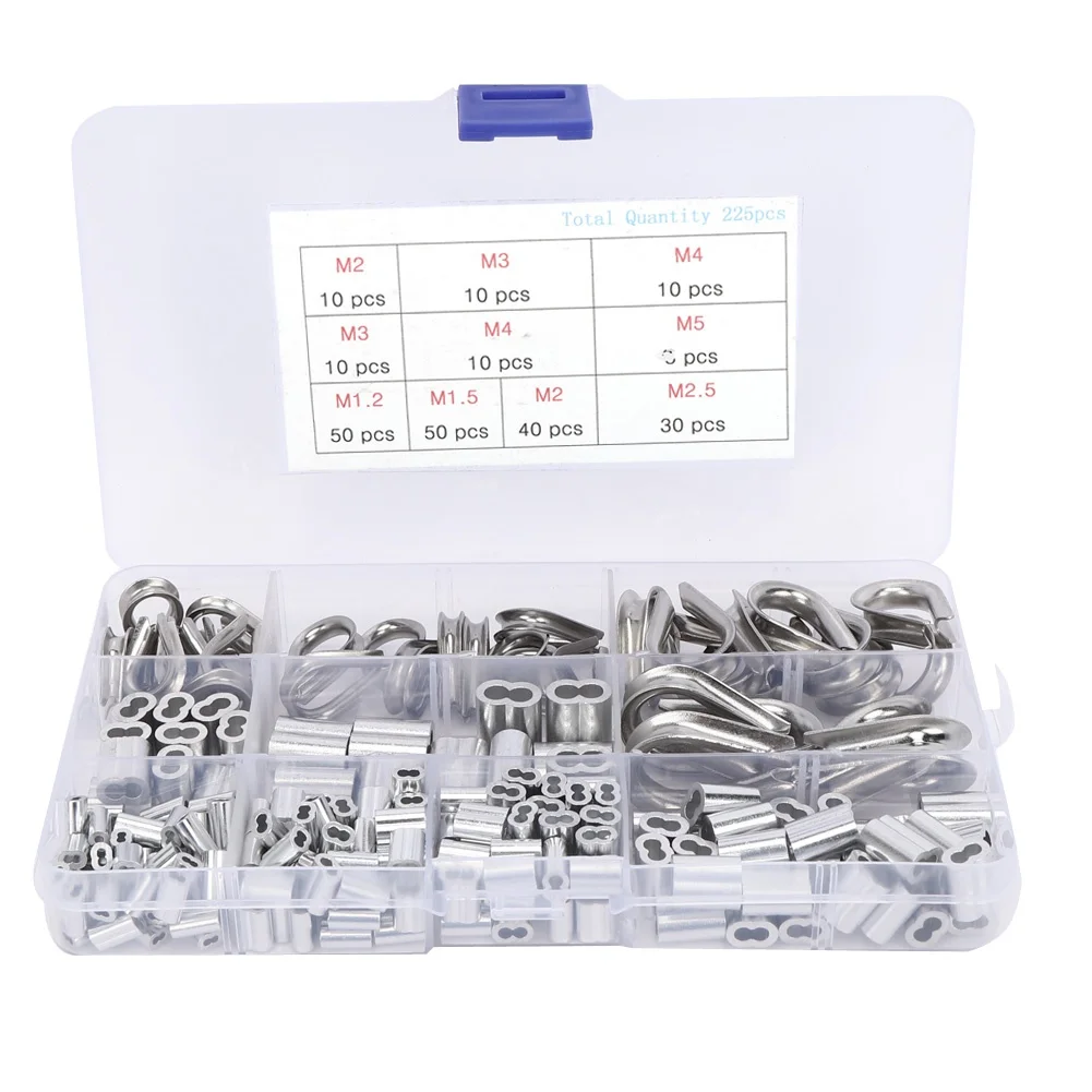 225pcs M1.2 M1.5 M2 M2.5 M3 M4 M5 Crimping Loop Sleeve M2 M3 Wire Rope Thimble
225pcs M1.2 M1.5 M2 M2.5 M3 M4 M5 Crimping Loop Sleeve M2 M3 Wire Rope Thimble