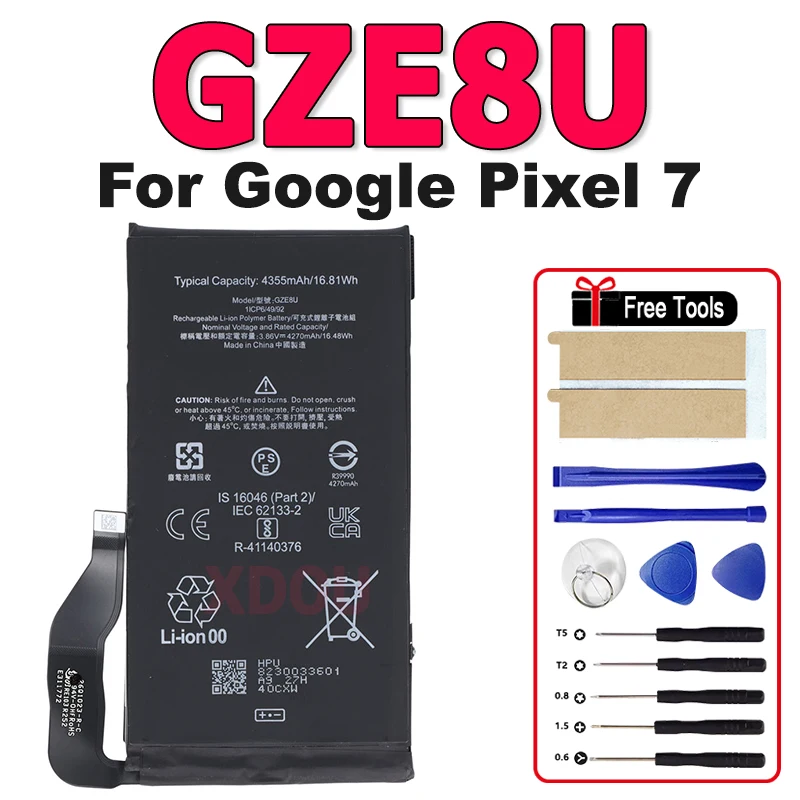Brand-New Battery GZE8U 4270mAh Battery For Google Pixel 7 GVU6C GQML3 Mobile Phone Batteries GZE8U+Tools
Brand-New Battery GZE8U 4270mAh Battery For Google Pixel 7 GVU6C GQML3 Mobile Phone Batteries GZE8U+Tools
