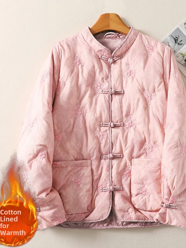 Elegant Embroidered Cotton Jacket Women's Short Outerwear Winter Fashion Chinese Style Button down Quilted Cotton Coat
Elegant Embroidered Cotton Jacket Women's Short Outerwear Winter Fashion Chinese Style Button down Quilted Cotton Coat