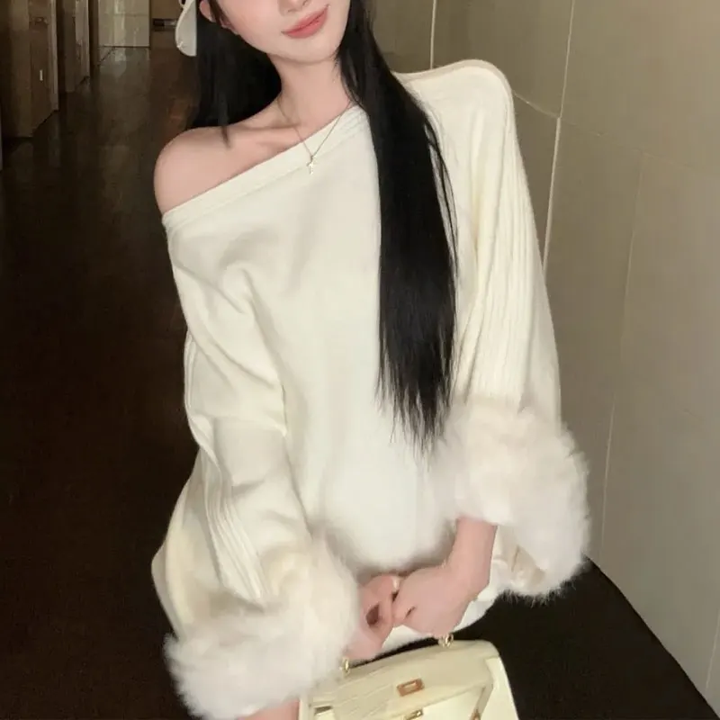 Aura Slash Neck Fashionable Spliced Sweaters Female Clothing Solid Color Autumn Winter Loose Basic Irregular Knitted Pullovers
Aura Slash Neck Fashionable Spliced Sweaters Female Clothing Solid Color Autumn Winter Loose Basic Irregular Knitted Pullovers