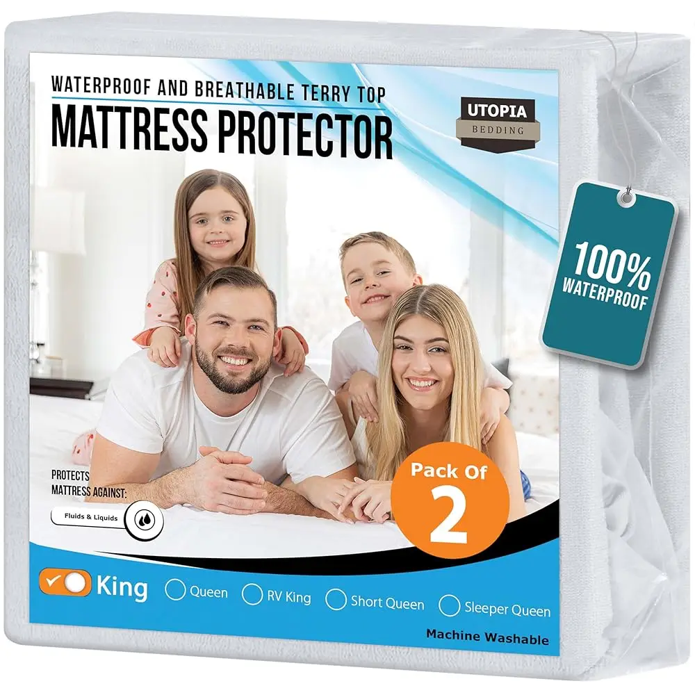 Водонепроницаемая защита матраса King Size, 2 шт., дышащий махровый чехол для матраса 200 г/м2, встроенный стиль с эластичными карманами
Водонепроницаемая защита матраса King Size, 2 шт., дышащий махровый чехол для матраса 200 г/м2, встроенный стиль с эластичными карманами