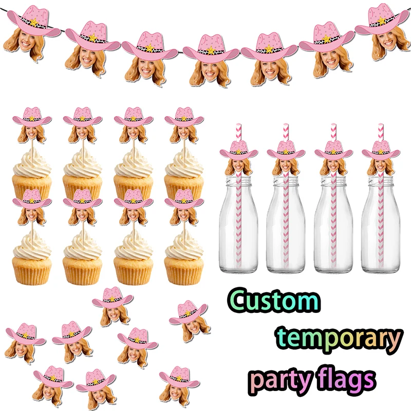 Custom Personalized Face Photo Pink Cowgirl Banner Cake Topper Straw Sticker Bachelorette Party Birthday Wedding Party Supplies
Custom Personalized Face Photo Pink Cowgirl Banner Cake Topper Straw Sticker Bachelorette Party Birthday Wedding Party Supplies