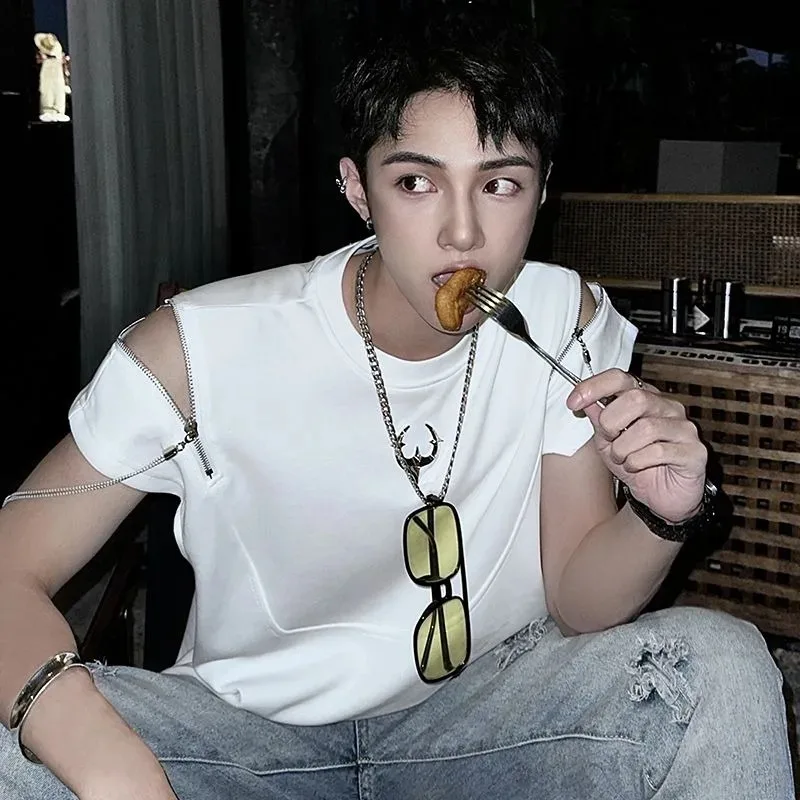 New Summer Streetwear Korean-style Loose Printed Top A Trendy Brand Pure Cotton Zipper Patchwork Short-sleeved T-shirt for Men
New Summer Streetwear Korean-style Loose Printed Top A Trendy Brand Pure Cotton Zipper Patchwork Short-sleeved T-shirt for Men