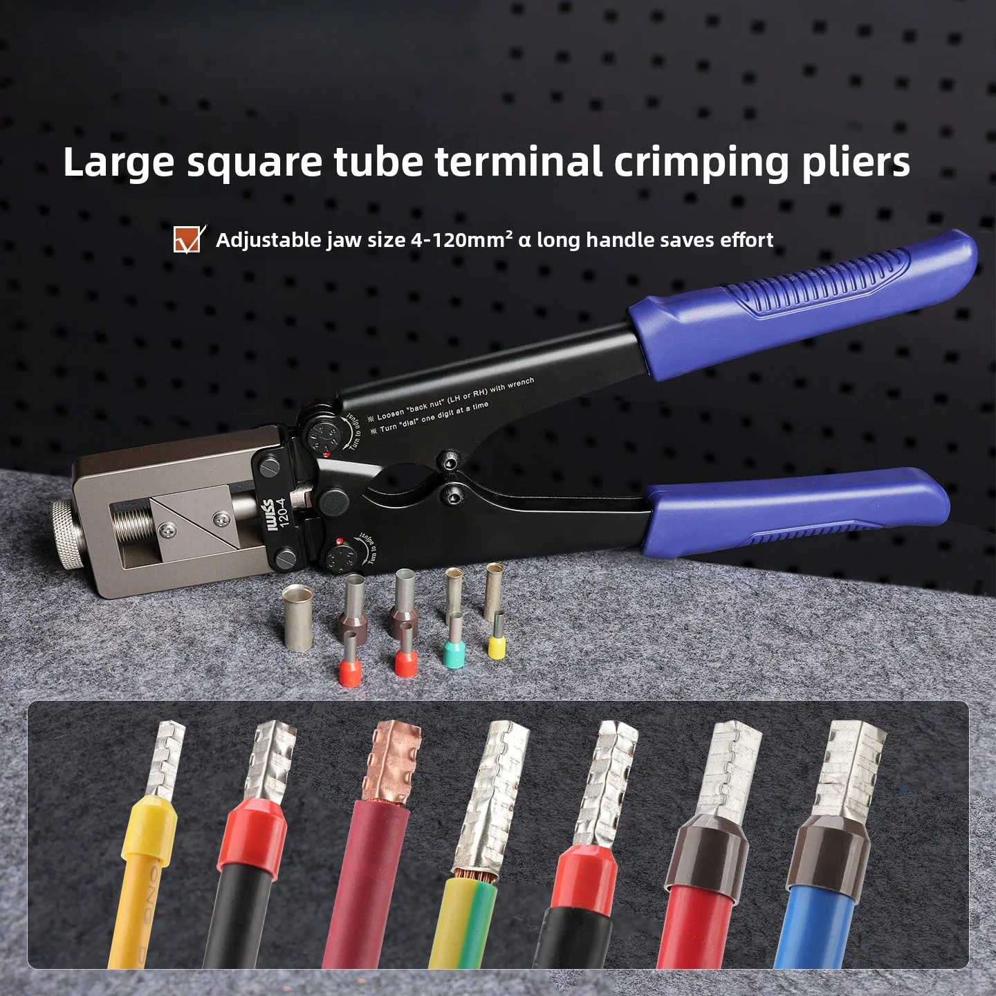Heavy Duty Tubular Terminal Crimping Pliers Max 120mm², Hand Crimper for European Pin Bootlace Wire End Sleeve Cold Terminals
Heavy Duty Tubular Terminal Crimping Pliers Max 120mm², Hand Crimper for European Pin Bootlace Wire End Sleeve Cold Terminals