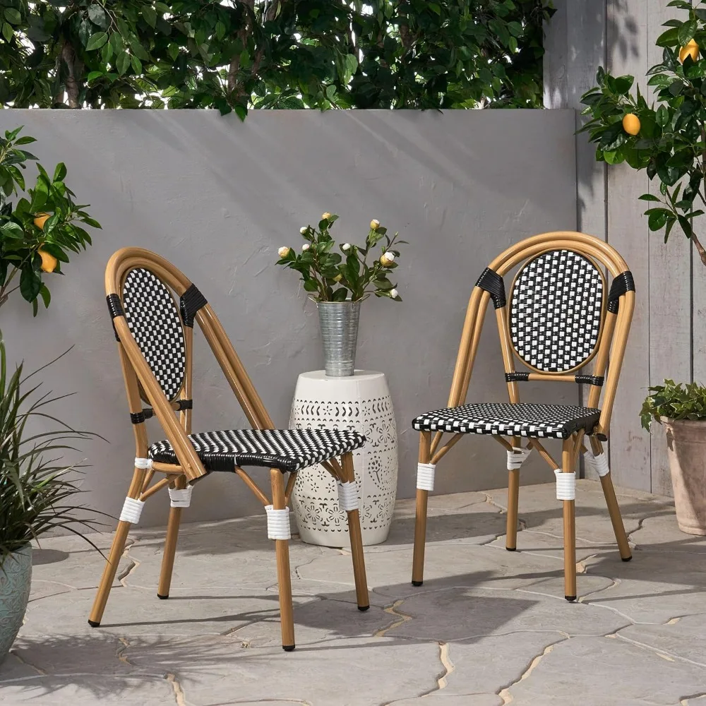 Indoor Outdoor Bistro Chair Set of 2, Lightweight Garden Chairs with Weather Resistant PE Rattan Back and Seat, Natural Bamboo P
Indoor Outdoor Bistro Chair Set of 2, Lightweight Garden Chairs with Weather Resistant PE Rattan Back and Seat, Natural Bamboo P