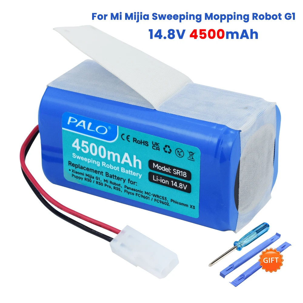PALO 14.8V 4500mAh Li-ion Battery for Xiaomi G1 MI Robot Vacuum-Mop Essential MJSTG1 Robot Vacuum Cleaner Accessories
PALO 14.8V 4500mAh Li-ion Battery for Xiaomi G1 MI Robot Vacuum-Mop Essential MJSTG1 Robot Vacuum Cleaner Accessories