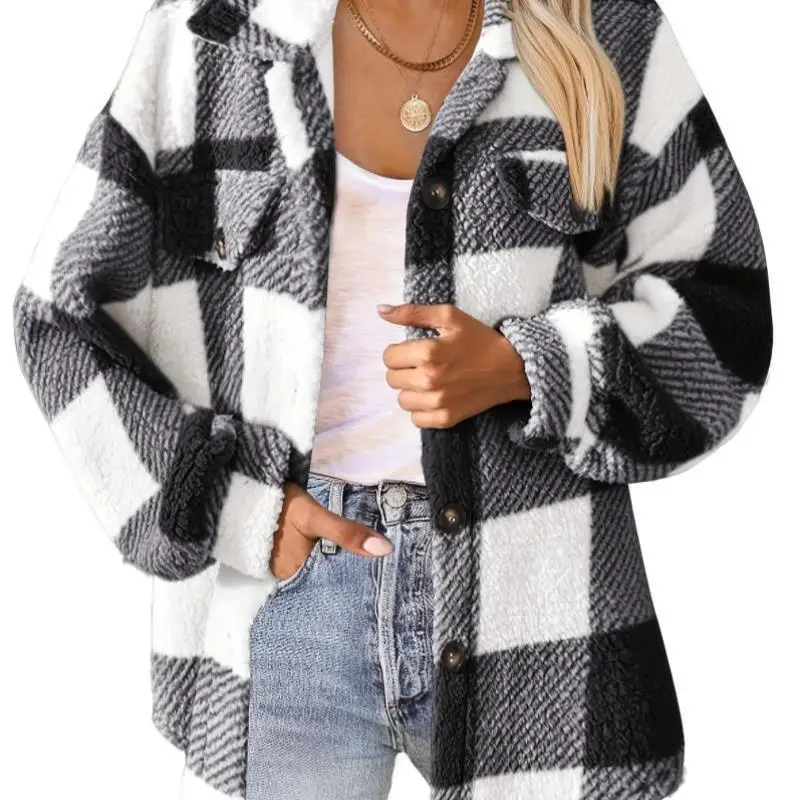T 7788 Checked Lamb Velvet Jacket Women's Thickened Winter Coat Short Style No Collar Design Cleanfit Style Fashionable
T 7788 Checked Lamb Velvet Jacket Women's Thickened Winter Coat Short Style No Collar Design Cleanfit Style Fashionable