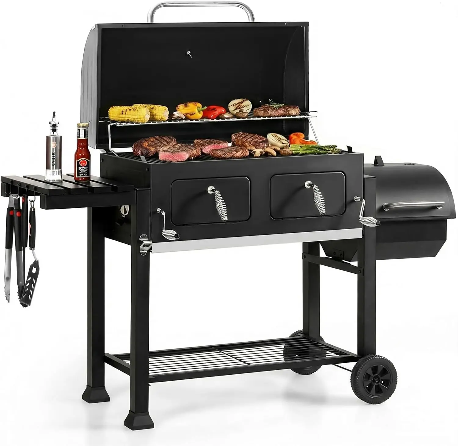 & William Extra Large BBQ Charcoal Grills and Offset Smoker,1015 SQ.IN. Cooking Area with Dual Lifting Charcoal Trays, Charcoal
& William Extra Large BBQ Charcoal Grills and Offset Smoker,1015 SQ.IN. Cooking Area with Dual Lifting Charcoal Trays, Charcoal
