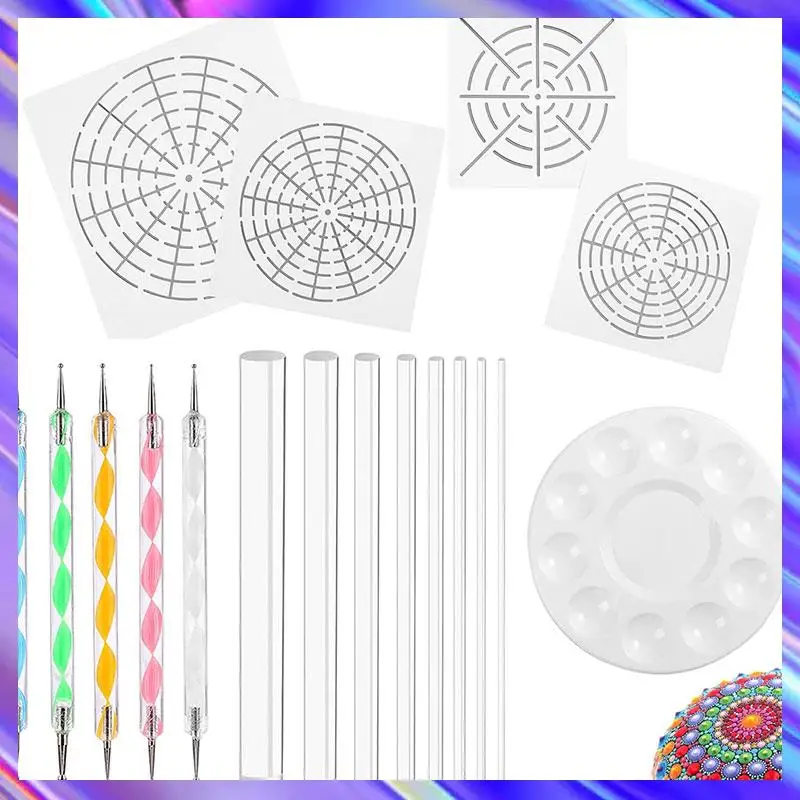 B69C Mandala Art Dotting Tools 18 Set Including 4 Mandala Stencils, 8 Acrylic Rods, Paint Tray, 5 Double Sided Dotting Tools
B69C Mandala Art Dotting Tools 18 Set Including 4 Mandala Stencils, 8 Acrylic Rods, Paint Tray, 5 Double Sided Dotting Tools
