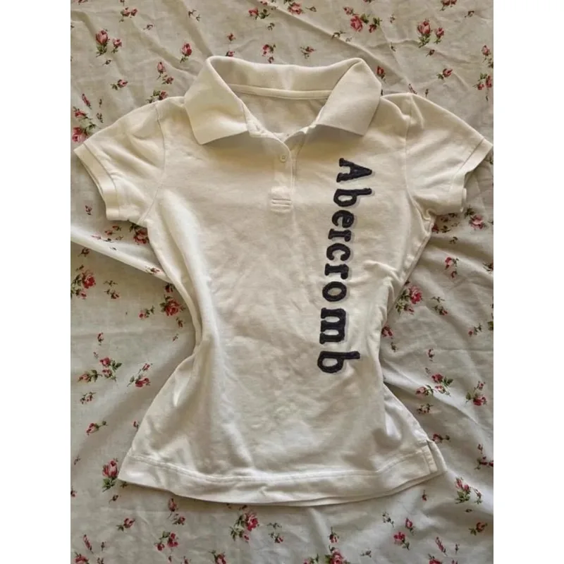 American Retro Hottie Letter Embroidery T-shirts Women's Polo Collar Slim Short Sleeve Tees New Subculture Harajuku White Tops
American Retro Hottie Letter Embroidery T-shirts Women's Polo Collar Slim Short Sleeve Tees New Subculture Harajuku White Tops