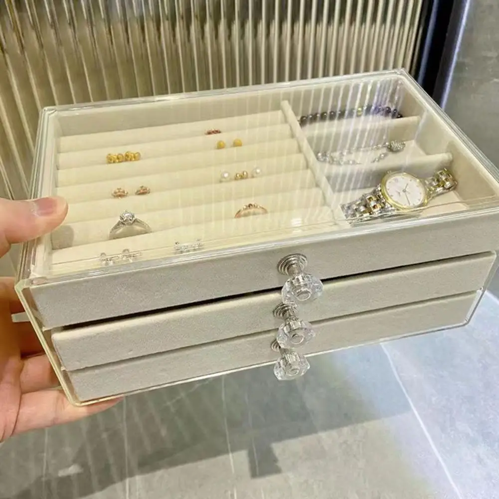 Jewelry Box Elegant 3-layer Jewelry Storage Box with Capacity Velvet Organizer for Earrings Rings Accessories Fashionable Handle
Jewelry Box Elegant 3-layer Jewelry Storage Box with Capacity Velvet Organizer for Earrings Rings Accessories Fashionable Handle