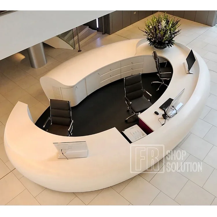 Frch Retail Latest Circular Wood Reception Furniture Modern Small Front Salon Reception Desk
Frch Retail Latest Circular Wood Reception Furniture Modern Small Front Salon Reception Desk