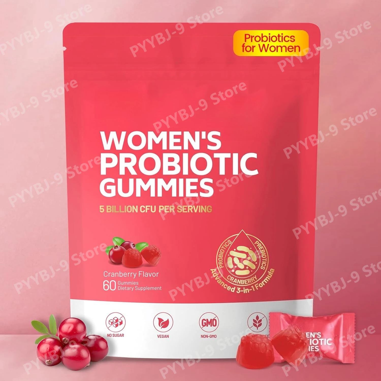 Women's Probiotic Gummies for Feminine Health – 5 Billion CFU, Cranberry, Sugar Free, Vegan, Non-GMO, Gluten-Free, 60 Count
Women's Probiotic Gummies for Feminine Health – 5 Billion CFU, Cranberry, Sugar Free, Vegan, Non-GMO, Gluten-Free, 60 Count