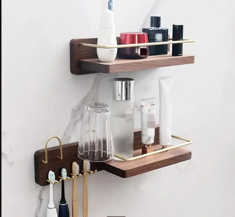 Brass Wood Shelf Bathroom Shelves Wall-mounted Storage Rack Towel Paper Roll Holder Hook Up Wall Organizer
Brass Wood Shelf Bathroom Shelves Wall-mounted Storage Rack Towel Paper Roll Holder Hook Up Wall Organizer