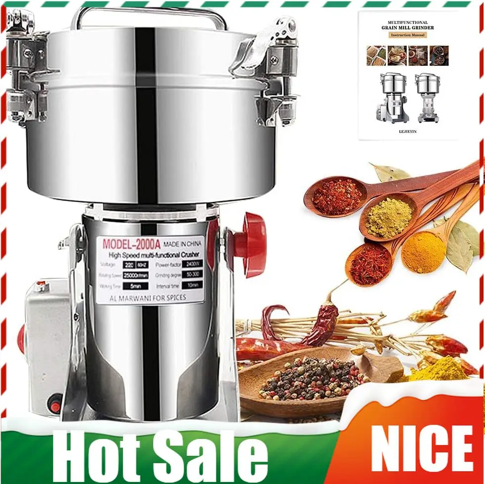 2000g Electric Grain Grinder Spice Grain Mill Stainless Steel 30s 28000RPM High Speedy Grinding
2000g Electric Grain Grinder Spice Grain Mill Stainless Steel 30s 28000RPM High Speedy Grinding