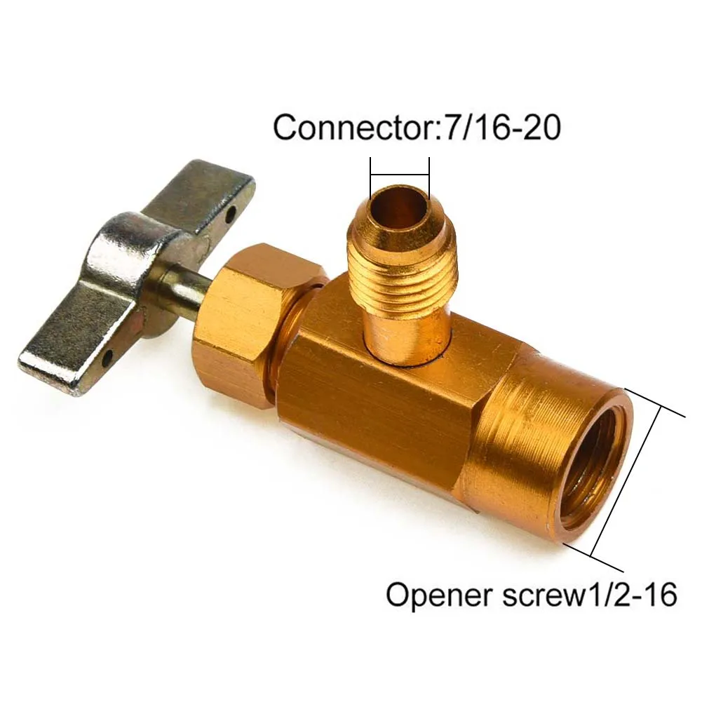 AC DV-134 Tap opener Replacement R-134 Accessory Brass Gold 7 / 16-20 1 / 2-16 Connector ACME Adapter Can Valve
AC DV-134 Tap opener Replacement R-134 Accessory Brass Gold 7 / 16-20 1 / 2-16 Connector ACME Adapter Can Valve