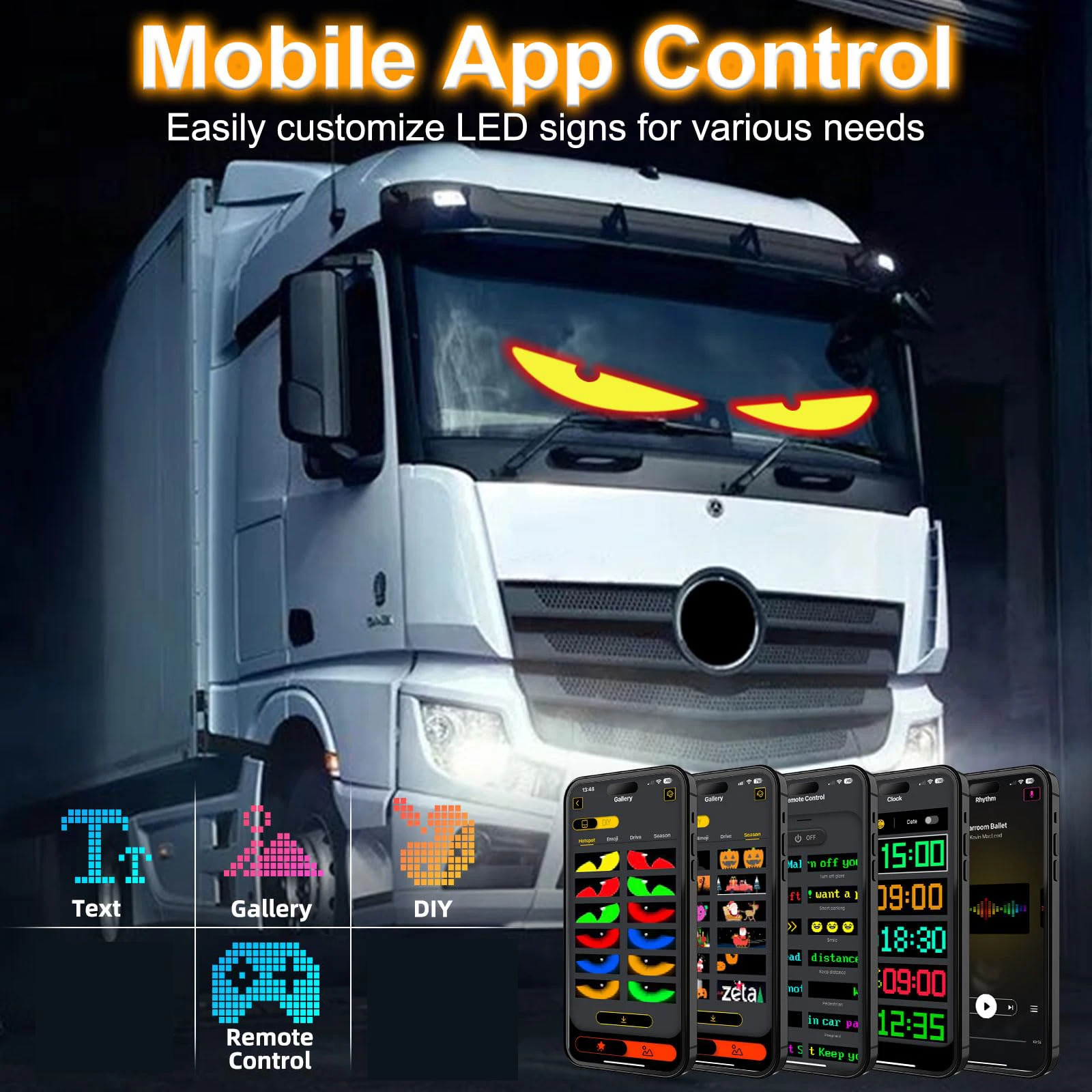 Devil Eyes Light for Windshield Flex Led Display for Car APP Remote Controller Matrix LED Pixel Panel for Window Truck Car
Devil Eyes Light for Windshield Flex Led Display for Car APP Remote Controller Matrix LED Pixel Panel for Window Truck Car