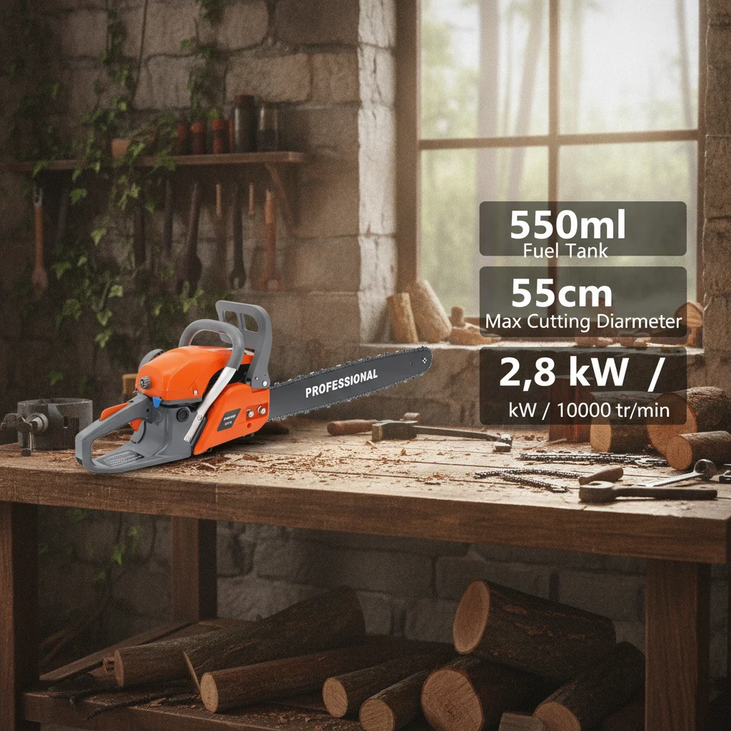 60cc Gasoline Chainsaw Cordless, 22-Inch Handheld Petrol Chain Saw for Tree Cutting, Wood Chopping – 2-Stroke Power Head for Farm & Garden
60cc Gasoline Chainsaw Cordless, 22-Inch Handheld Petrol Chain Saw for Tree Cutting, Wood Chopping – 2-Stroke Power Head for Farm & Garden
