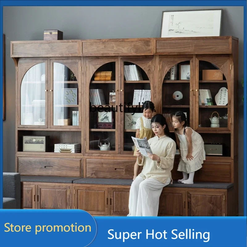 G53 Black walnut new Chinese card holder bookcase, living room full wall locker with projection
G53 Black walnut new Chinese card holder bookcase, living room full wall locker with projection