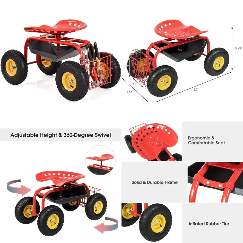 heavy-duty garden cart with adjustable seat and large wheels
heavy-duty garden cart with adjustable seat and large wheels