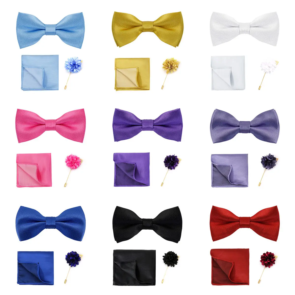 Elegant Men Gift Bow Tie Set 3 Pcs Solid Color Bow Tie Pocket Square Brooch Business Wedding Party Formal Suit Accessories
Elegant Men Gift Bow Tie Set 3 Pcs Solid Color Bow Tie Pocket Square Brooch Business Wedding Party Formal Suit Accessories