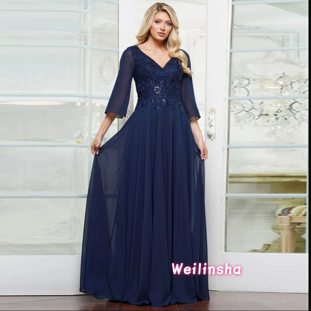 Customized Vintage Mother of the Bride Dresses V Neck A Line Party Applique Sequiend Chiffon Evening Robe Wedding Party Dress
Customized Vintage Mother of the Bride Dresses V Neck A Line Party Applique Sequiend Chiffon Evening Robe Wedding Party Dress