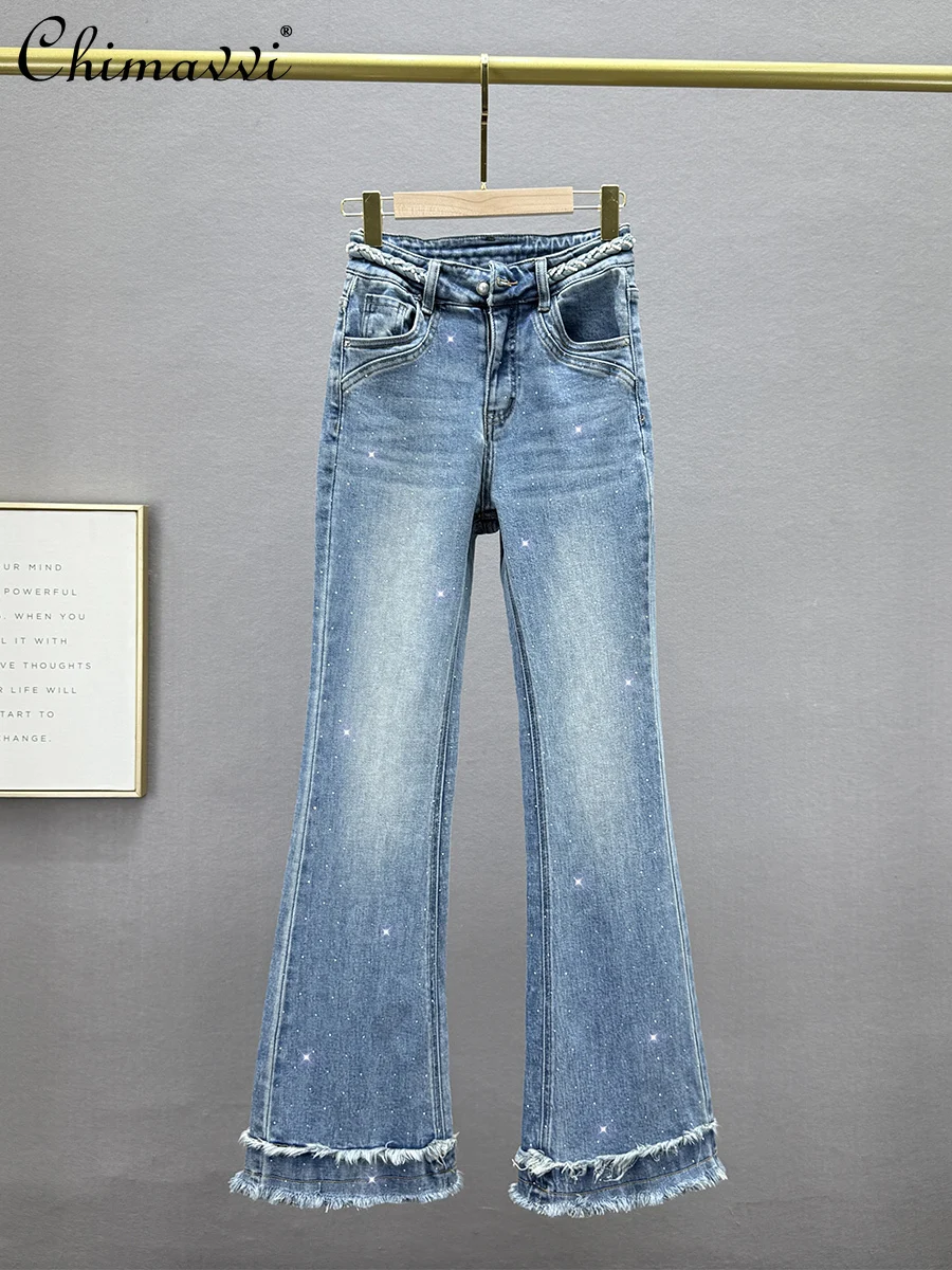 Fashion Rough-edged Denim Micro-pull Pants Women's Spring New Elastic High-waisted Slim-fit European Hot Diamond Trousers
Fashion Rough-edged Denim Micro-pull Pants Women's Spring New Elastic High-waisted Slim-fit European Hot Diamond Trousers