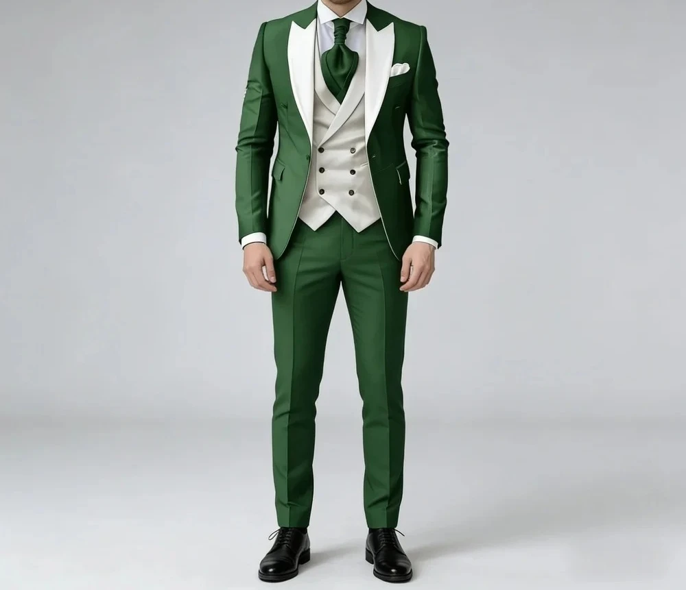 Green White Contrast Color For Men Wedding Formal Shawl Lapel 3PCS Suit Groom Suit Set Jacket Vest Pants Occasion Customized
Green White Contrast Color For Men Wedding Formal Shawl Lapel 3PCS Suit Groom Suit Set Jacket Vest Pants Occasion Customized