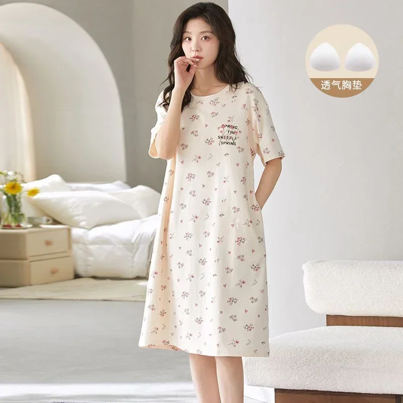 2025 Summer Short Sleeve 100% Cotton Print Nightgowns for Women Korean Cute Sleepwear Night Dress Nightdress Ladies Home Nighty
2025 Summer Short Sleeve 100% Cotton Print Nightgowns for Women Korean Cute Sleepwear Night Dress Nightdress Ladies Home Nighty