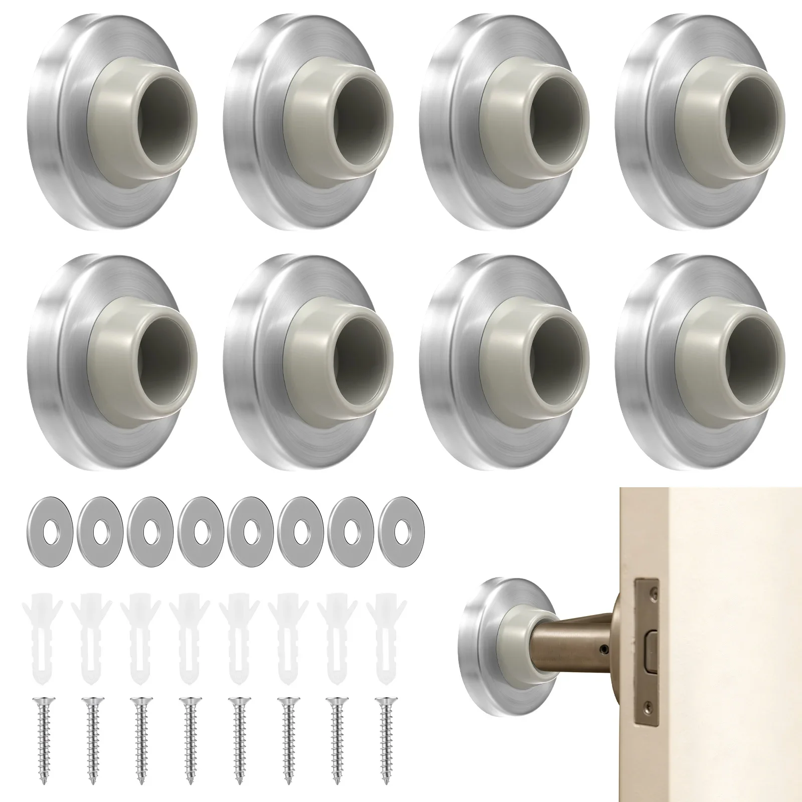 8pcs Concave Wall Door Stopper Door Bumper Stainless Steel Wall Protector Flush Bumper with Grey Rubber Concave Knob Cover Stopp
8pcs Concave Wall Door Stopper Door Bumper Stainless Steel Wall Protector Flush Bumper with Grey Rubber Concave Knob Cover Stopp