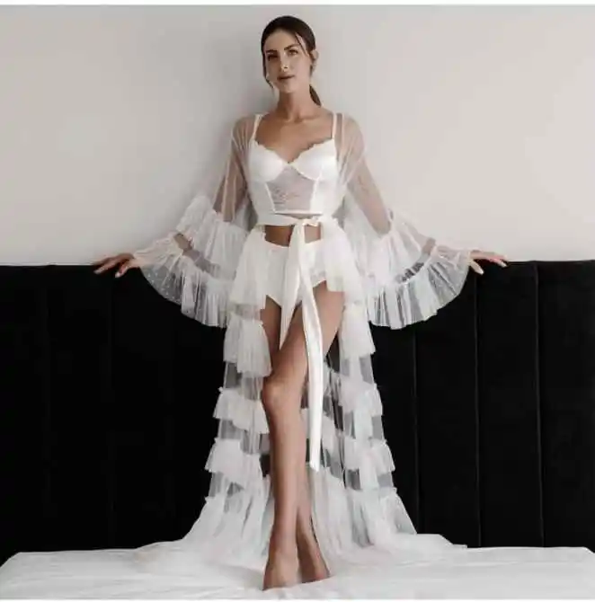 Bridal Dresses for Women PhotoShoot Sheer Tulle Robe Front Split Gown Bride Boudoir Lingerie Wedding Sleepwear Nightgown
Bridal Dresses for Women PhotoShoot Sheer Tulle Robe Front Split Gown Bride Boudoir Lingerie Wedding Sleepwear Nightgown