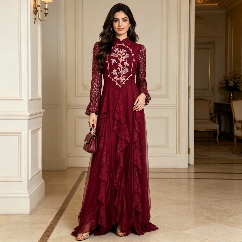 Lace Dress Women Party Dresses Embroidery Weeding Eid Muslim Abaya Long Robe Jalabiya Vestidos Morocco Dubai Ramadan Maxi Gown
Lace Dress Women Party Dresses Embroidery Weeding Eid Muslim Abaya Long Robe Jalabiya Vestidos Morocco Dubai Ramadan Maxi Gown
