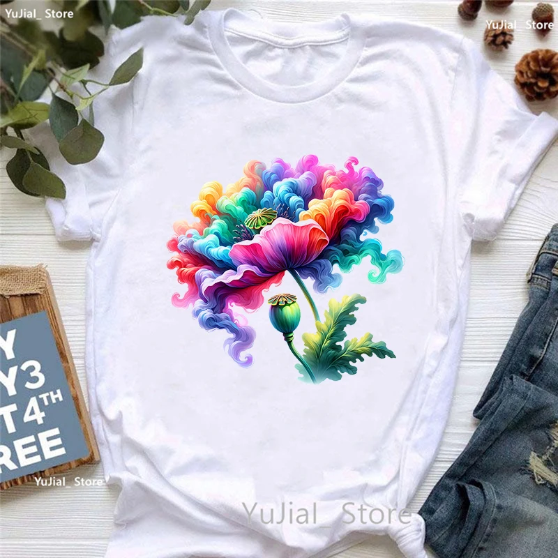 Casual White Tshirt Colorful Smoke Flower Printed T Shirt T Shirt Women'S Clothing Summer Fashion Short Sleeve T-Shirt Femme
Casual White Tshirt Colorful Smoke Flower Printed T Shirt T Shirt Women'S Clothing Summer Fashion Short Sleeve T-Shirt Femme