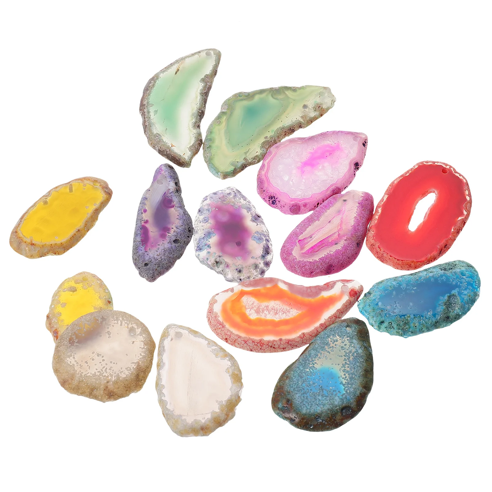 14pcs Colorful Agate Slices Natural Decorative Jewelry Material Yellow Purple Red Blue Green Gray Pink DIY Crafting Pendant
14pcs Colorful Agate Slices Natural Decorative Jewelry Material Yellow Purple Red Blue Green Gray Pink DIY Crafting Pendant