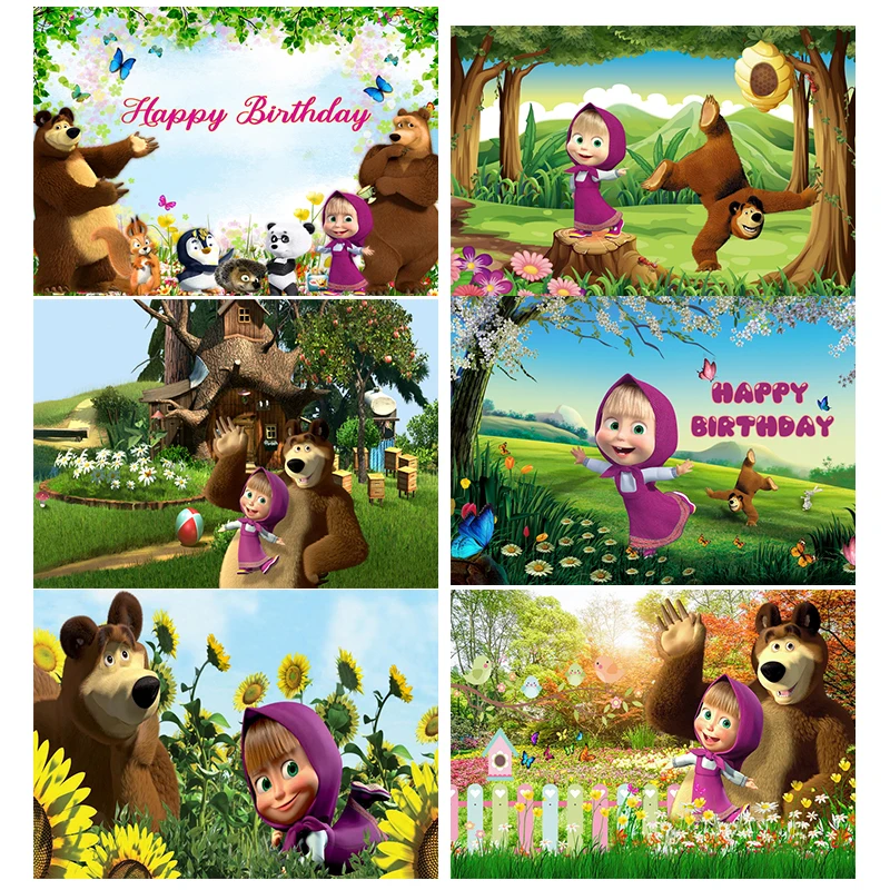 Custom Cartoon Martha And The Bear Theme for Kids Birthday Party Photography Background Backdrop Photo Studio Birthday Decors
Custom Cartoon Martha And The Bear Theme for Kids Birthday Party Photography Background Backdrop Photo Studio Birthday Decors
