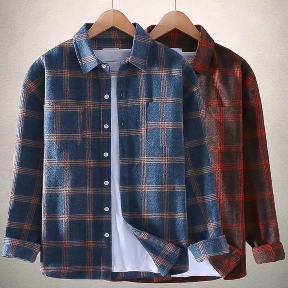 Men Plaid Shirt with Turn-down Collar Men Shirt Regular Fit Button Spring Fall Men's Plaid Shirt Soft Sweatshirt for Menswear
Men Plaid Shirt with Turn-down Collar Men Shirt Regular Fit Button Spring Fall Men's Plaid Shirt Soft Sweatshirt for Menswear