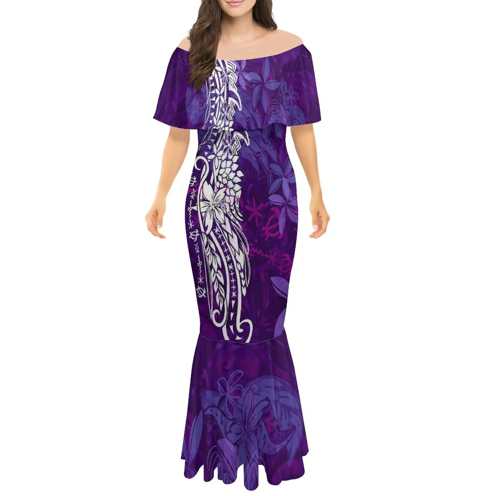 New Arrivals Purple Lady One Shoulder Dresses Customized On Demand Polynesian Ruffle Fashion Women Long Bodycon Fishtail Dress
New Arrivals Purple Lady One Shoulder Dresses Customized On Demand Polynesian Ruffle Fashion Women Long Bodycon Fishtail Dress