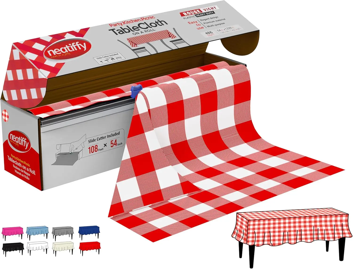Disposable Plastic Table Cloth Roll | 54 in x 108 Ft Waterproof Tablecloth | Table Cover for Rectangle, Square, Round Ov
Disposable Plastic Table Cloth Roll | 54 in x 108 Ft Waterproof Tablecloth | Table Cover for Rectangle, Square, Round Ov