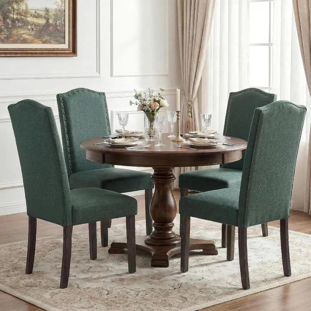 Upholstered Parsons Dining Chairs with Copper Nails & Solid Wood Legs (Green, Set of 4)
Upholstered Parsons Dining Chairs with Copper Nails & Solid Wood Legs (Green, Set of 4)