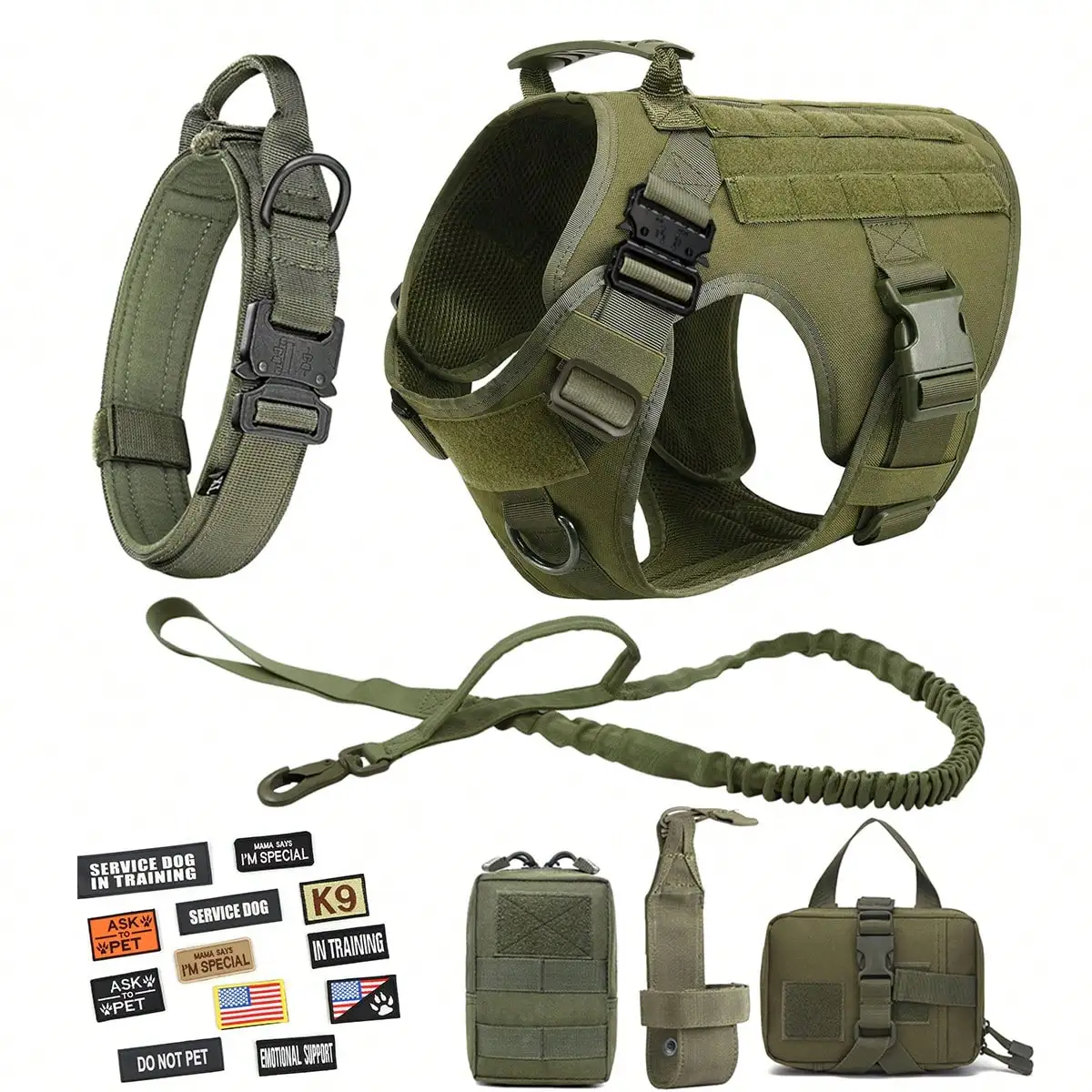 Tactical Dog Harness Set With Adjustable Training Vest, Leash, Collar, 12pcs Patches, Water Bottle Holder And Waist Bag For Smal
Tactical Dog Harness Set With Adjustable Training Vest, Leash, Collar, 12pcs Patches, Water Bottle Holder And Waist Bag For Smal