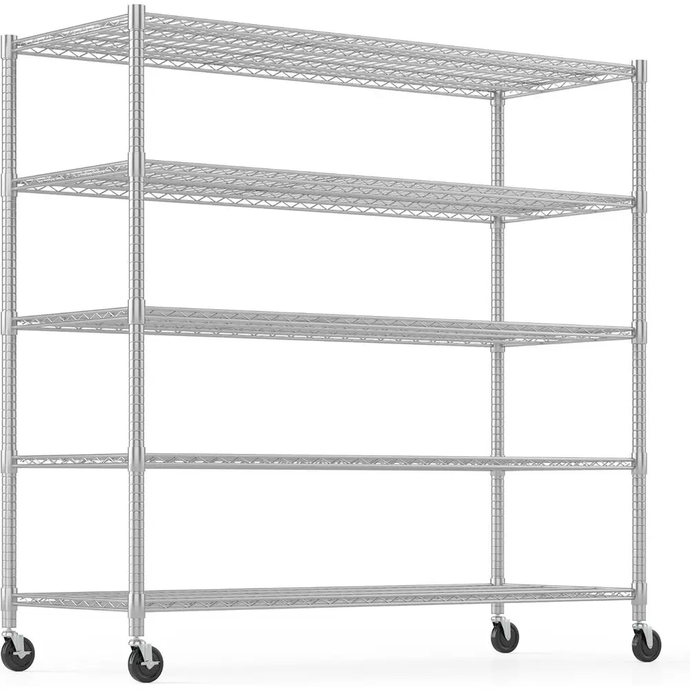 5-Tier Heavy Duty 60W x 82H Wire Shelving with Wheels, 3250 lbs Capacity, Silver
5-Tier Heavy Duty 60W x 82H Wire Shelving with Wheels, 3250 lbs Capacity, Silver