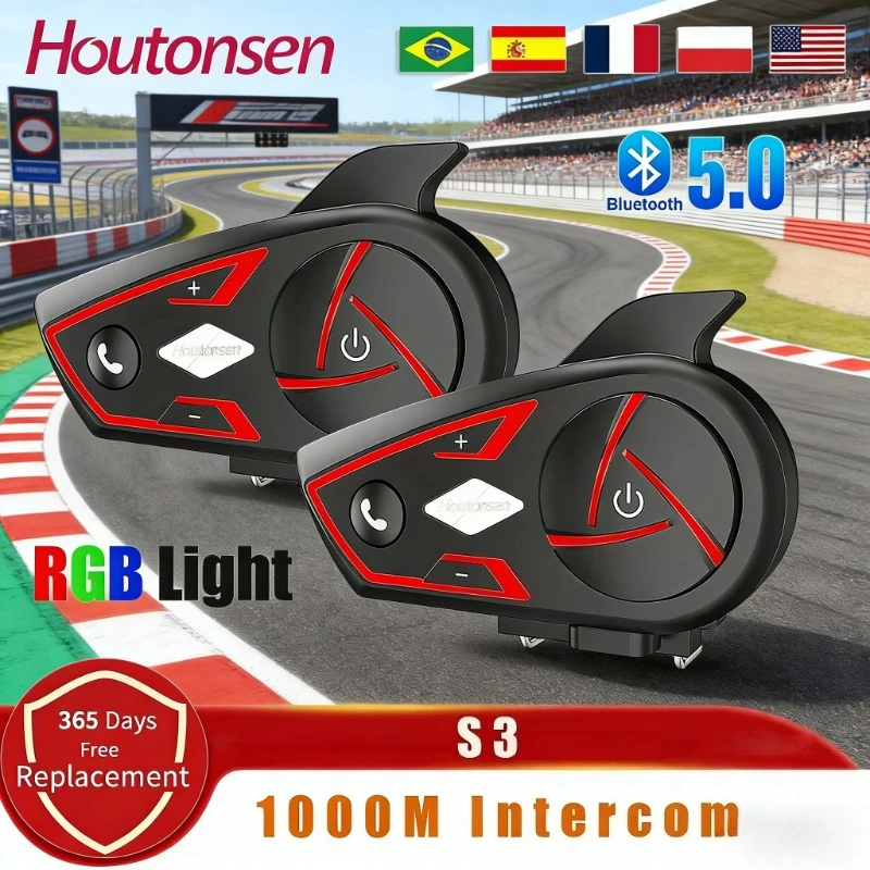 Houtonsen S3 1000M Waterproof Motorcycle Bluetooth Helmet Intercom Headset RGB Tri-Color Ambient Light Interphone
Houtonsen S3 1000M Waterproof Motorcycle Bluetooth Helmet Intercom Headset RGB Tri-Color Ambient Light Interphone